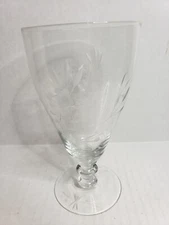 Vintage Etched Crystal Iced Tea Water Goblet Glass Stemware