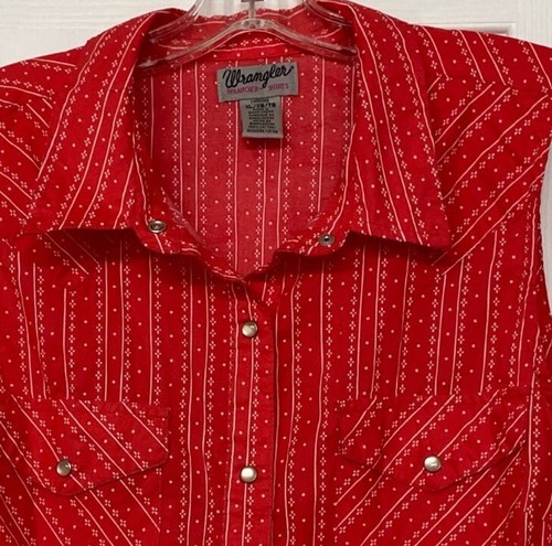 Wrangler Pearl Snap Front Western Top Red Sz XL - Picture 4 of 5