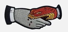 Trust No-One Snake Biting Hand - EMBROIDERED IRON-ON/SEW-ON PATCH