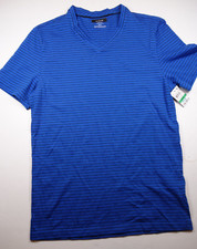 ALFANI Royal Blue Stripe V-Neck Short Sleeve T-Shirt New Small
