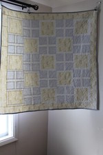 Handmade Cuddly Cozy Giraffe Baby Quilt Yellow, Gray, White 44" Square