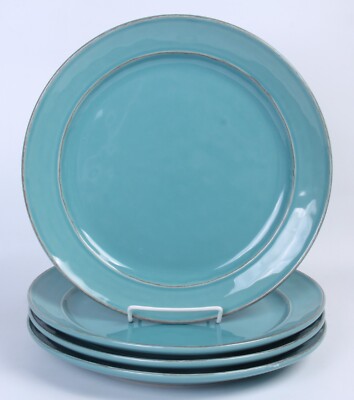 Set of Pottery Barn Cambria Dinner Plates Turquoise Blue