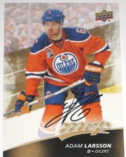 ADAM LARSSON SIGNED 17-18 UPPER DECK MVP EDMONTON OILERS CARD AUTOGRAPH AUTO!!