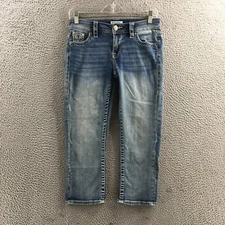 Vigoss Capri Jeans Womens 0 (actual 28x21) Blue Denim Cotton Blend Low Rise Zip