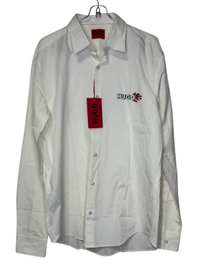 hugo boss slim fit white dress shirt BOSS Slim-fit dress Men shirt in Easy-iron stretch Cotton