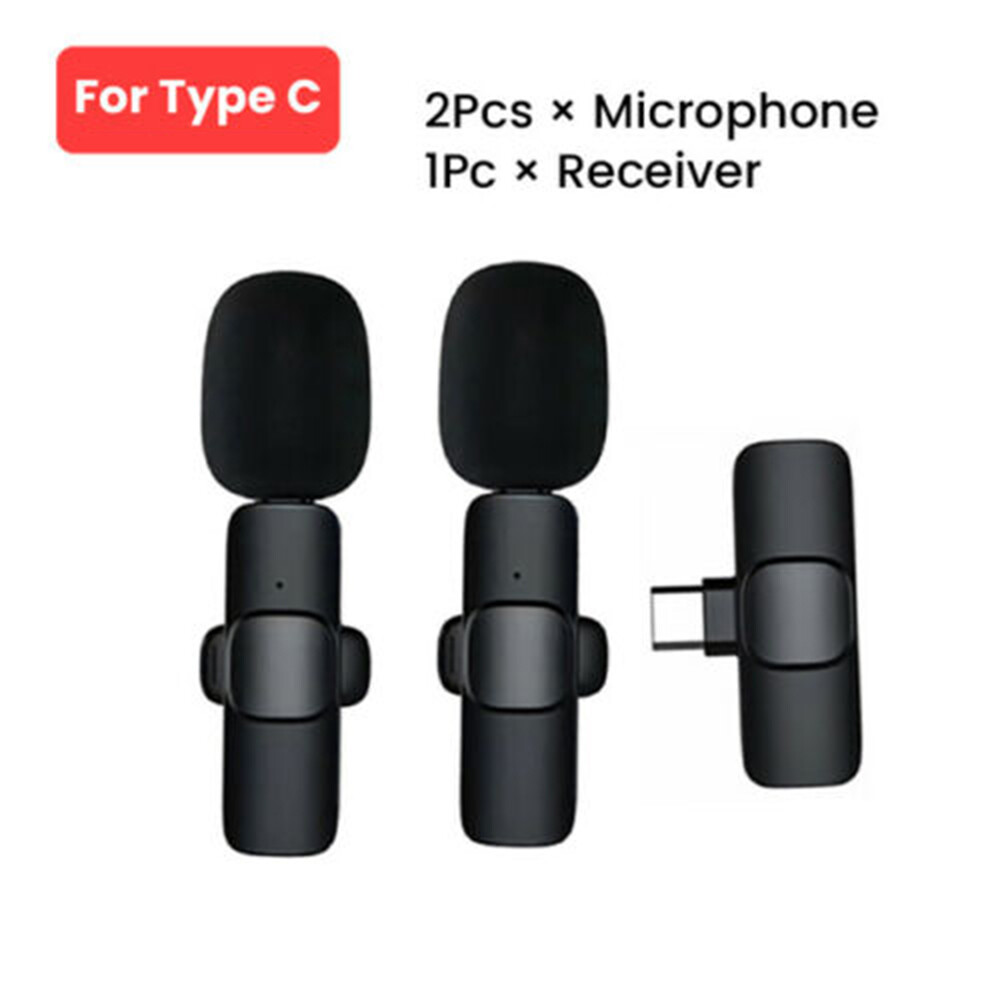 2 IN 1 Lavalier Wireless Microphone Audio Video Recording Mini Mic For Android