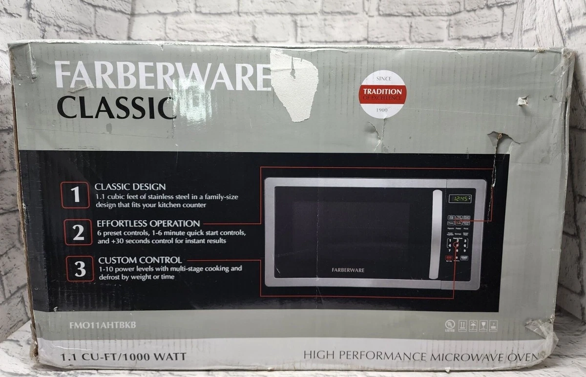 Farberware Classic 1.1 Cu. ft. 1000-Watt Microwave Oven, Black Stainless Steel