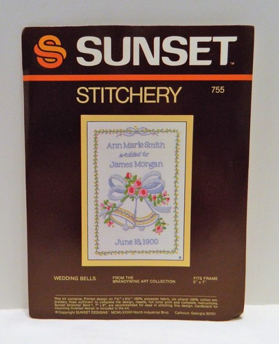 Wedding Bells Sunset Stitchery Kit #755 Package Complete Opened But Not Started - Picture 2 of 5
