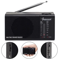 *NEW* Jameson Electronics AM/FM Portable Battery Operated Black Radio Transistor