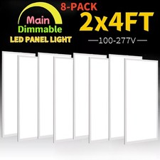 2x4Ft LED Panel Troffer Edge-Lit Flat 8 Pack 75 Watt,7800LM Drop Ceiling Light