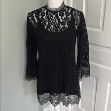 Johnny Was Starlet Lace Blouse Elegant Black Lace Top Camisole Small
