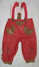 Girl's Knee-Length Lederhosen / Play Pants / Pants in Red in Approx. Size 134