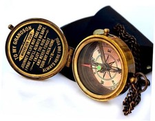 Gift for Grandson Brass Compass Engraved Quote  Memory Present to My Grandson