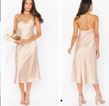 Show Me Your Mumu Weddings Satin Cowl Neck Maxi Dress Small Champagne Luxe