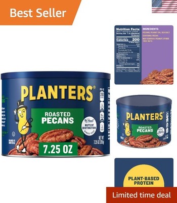 7.25 oz Canister of Roasted Pecans - Nutty Flavor Packed Plant-Based Snack