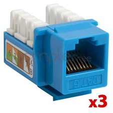 Cat6 Punch Down Keystone Jack RJ45 CAT6 Blue Lot of 3 NEW