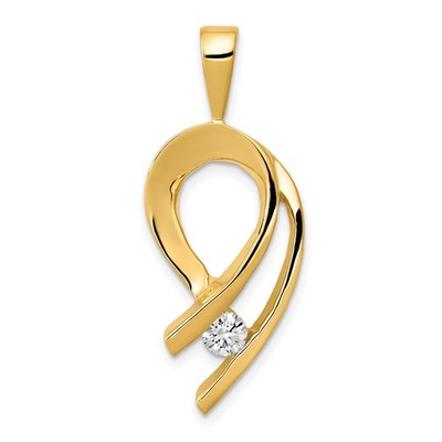 14k Yellow Gold 1/4 Ct Diamond Slide Pendant Fits up to 2mm Omega Chain