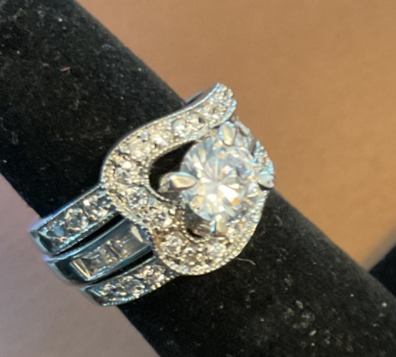 STERLING SILVER 925  INTERLOCKING CUBIC ZIRCONIA … - image 4