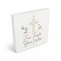 Holzbild In 10X10 Cm Zur Taufe Alles Liebe - Kreuz Holzdeko Mit Spruch: Zur