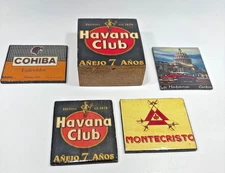 Handcrafted Set 4 Drink Coasters In Box Havana Club Rum Crate Cuban Cigar Vintag