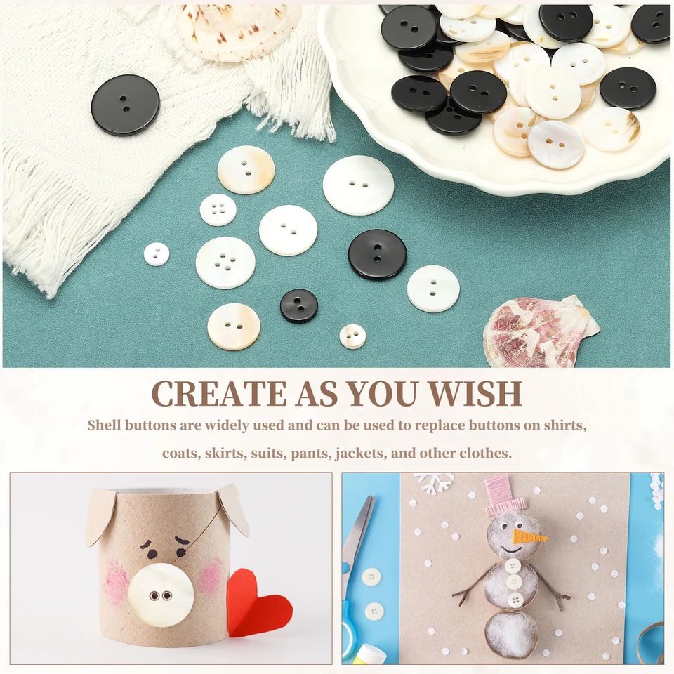 14件装天然贝壳纽扣,4孔23毫米圆形珍珠母纽扣,白色 — 第 4/4 张图片