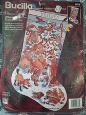 Bucilla Counted Needlepoint A Wild Life Christmas Stocking Sealed #60738 18"