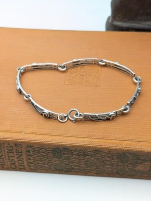 Vintage Celtic Knot Style 925 London Important Silver Bracelet 8''