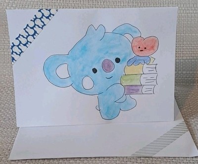  Handbemalte (nicht bedruckte) Aquarellkarte. BTS. BT21. K-POP Karten