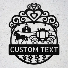 Custom Crown and Carriage Metal Sign Personalized Princess Royal Wall Decor Gift