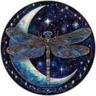 Vintage Dragonfly Moon Round Metal Sign Wall Art Rustic Wreath 8x8 Inch
