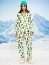 Old Navy Women's Holiday Christmas Trees Flannel Pajama Set PJS S NWT