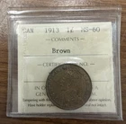 Canadian 1913 Large cent ICCS Certified MS-60: E5