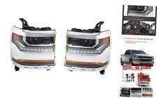 Chrome Headlight Assembly Housing Replacement for Driver  Passenger Side