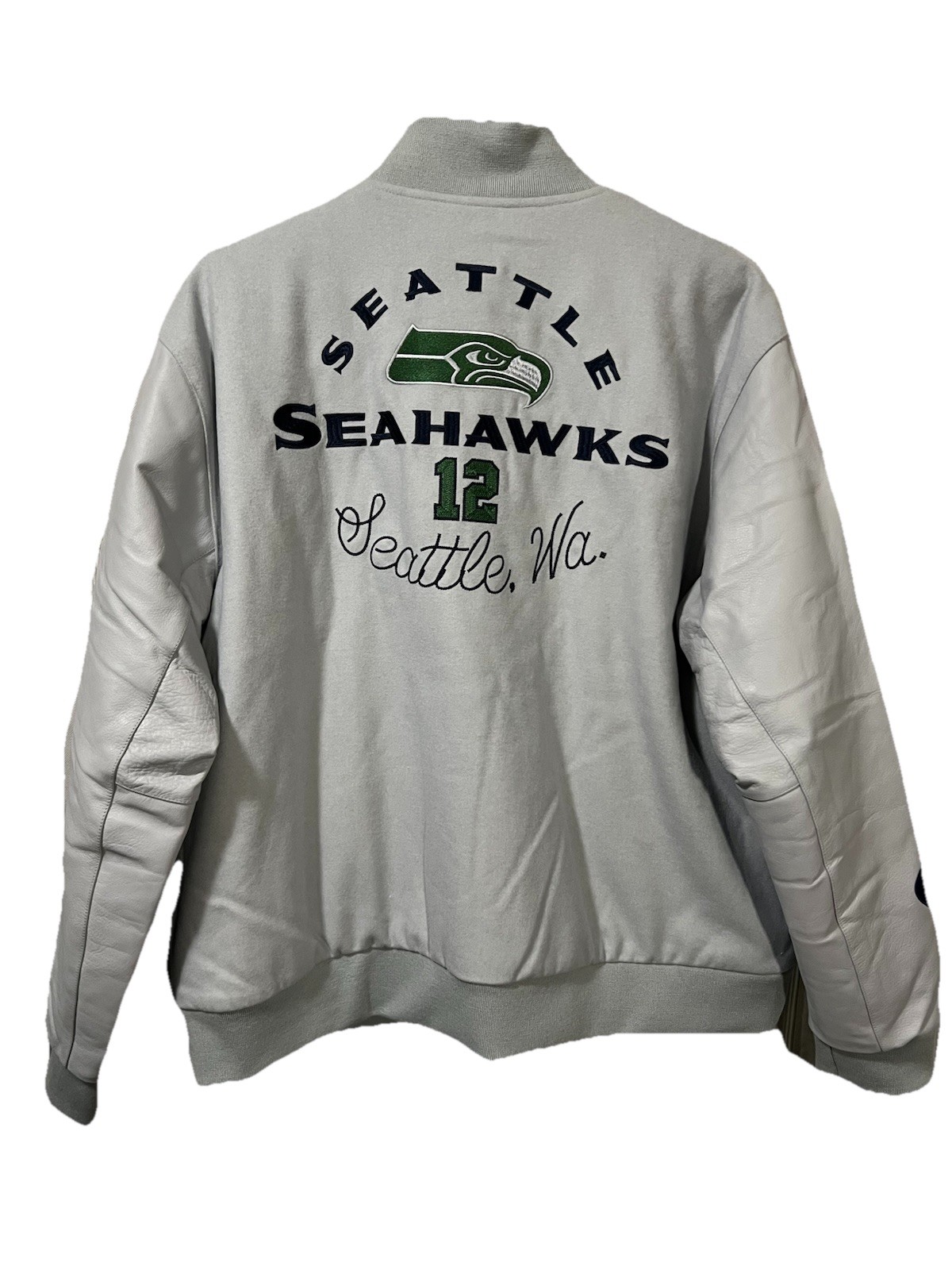 Nike Seattle Seahawks Rivalries NFL Collection Varsity Wool Leather Jacket 2XL image 3