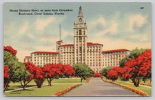 Vintage Miami Biltmore Hotel Coral Gables Florida Linen Postcard 307
