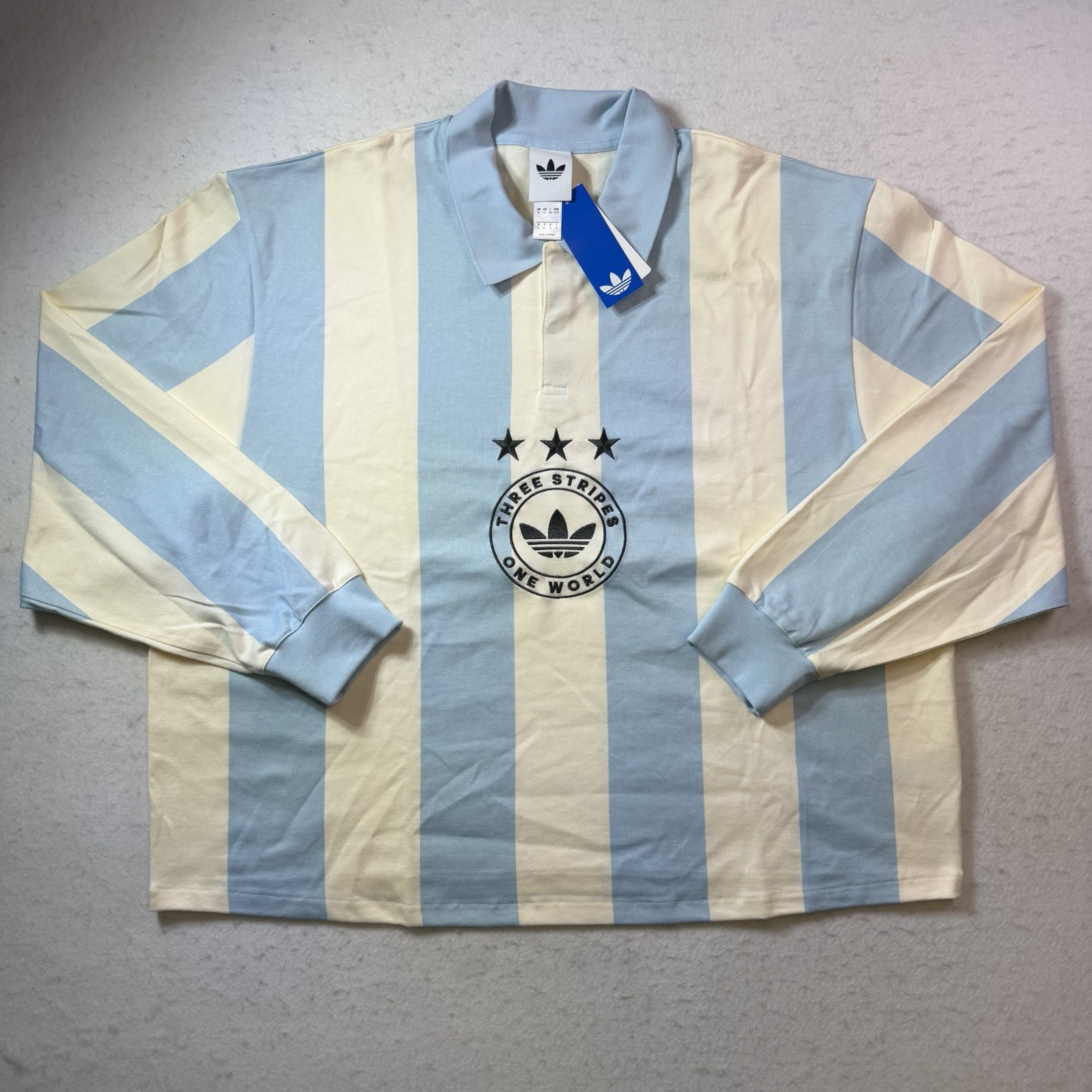 Adidas Originals Long Sleeve Polo Shirt Three Star Argentina Messi Size XL New