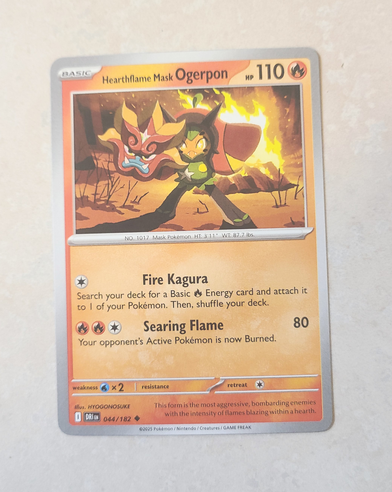 #44/182 HEARTHFLAME MASK OGERPON UNCOMMON DESTINED RIVALS POKEMON