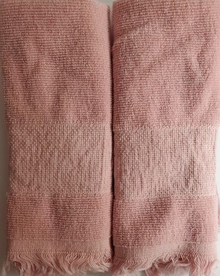 Unbranded set of 2 light pink finger towels with cross stitch 2.25'' Aida border