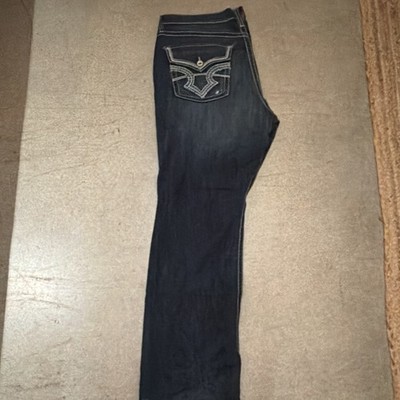 Size 40 Blue Star Food Cut Jeans With Back Pocket Designs, Dark Blue.￼￼
