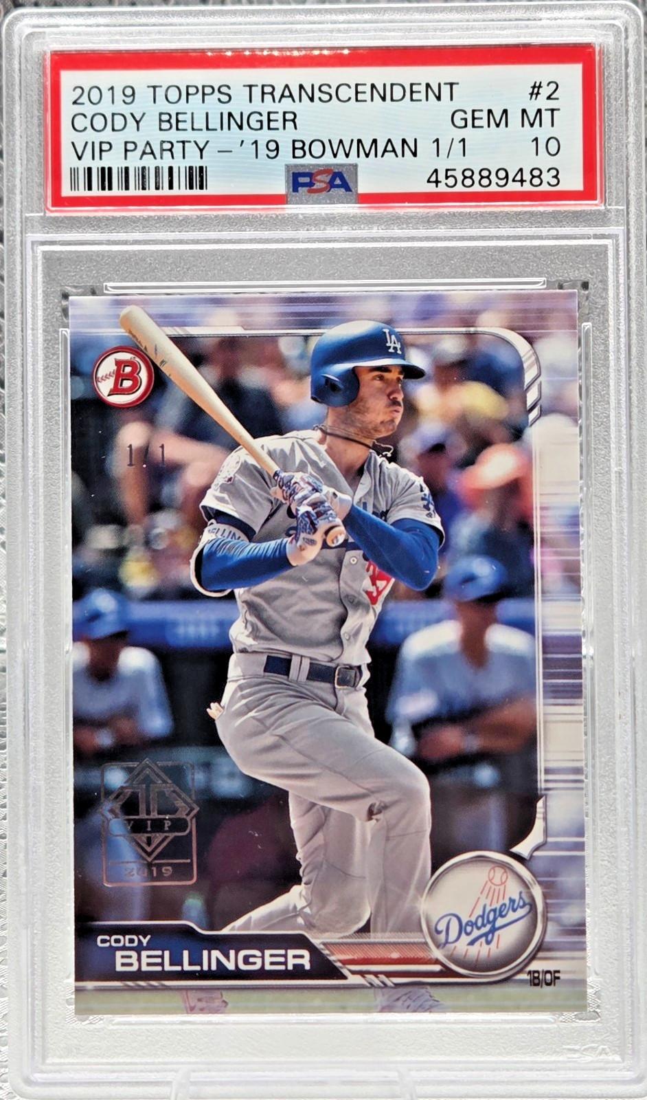 2019 Topps Transendent 1/1 One of One ~ CODY BELLINGER Card PSA 10 GEM MINT Pop1