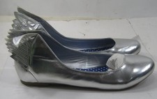 MISBEHAVE NEW silver Flat Round Toe back wing Ballet Flats Women Size 7.5