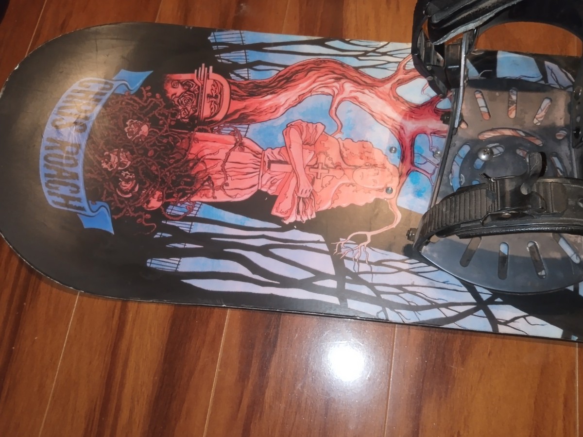 Vintage Santa Cruz Chris Roach 151 Snowboard With Bindings Rare