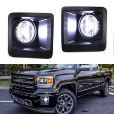 Clear Lens White Led Fog Lights Wbezel Cover Wirings For 14-15 Gmc Sierra 1500