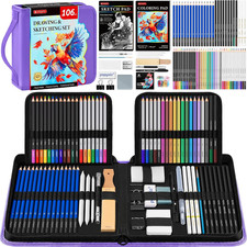 106 Pack Drawing Set Sketching Kit, Pro Art Supplies Sketch Pencils Set