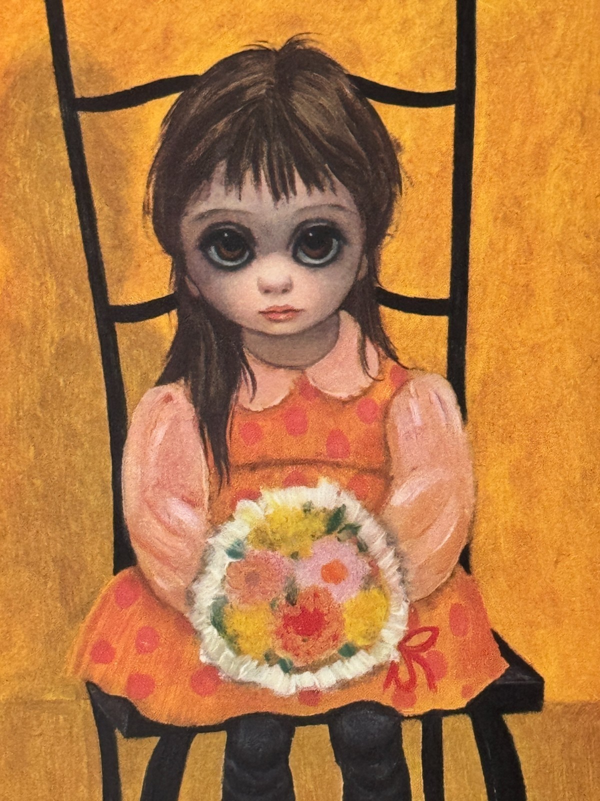 Vintage NOS Margaret Keane Lithograph Art Print “Waiting For Grandma” Big Eyes