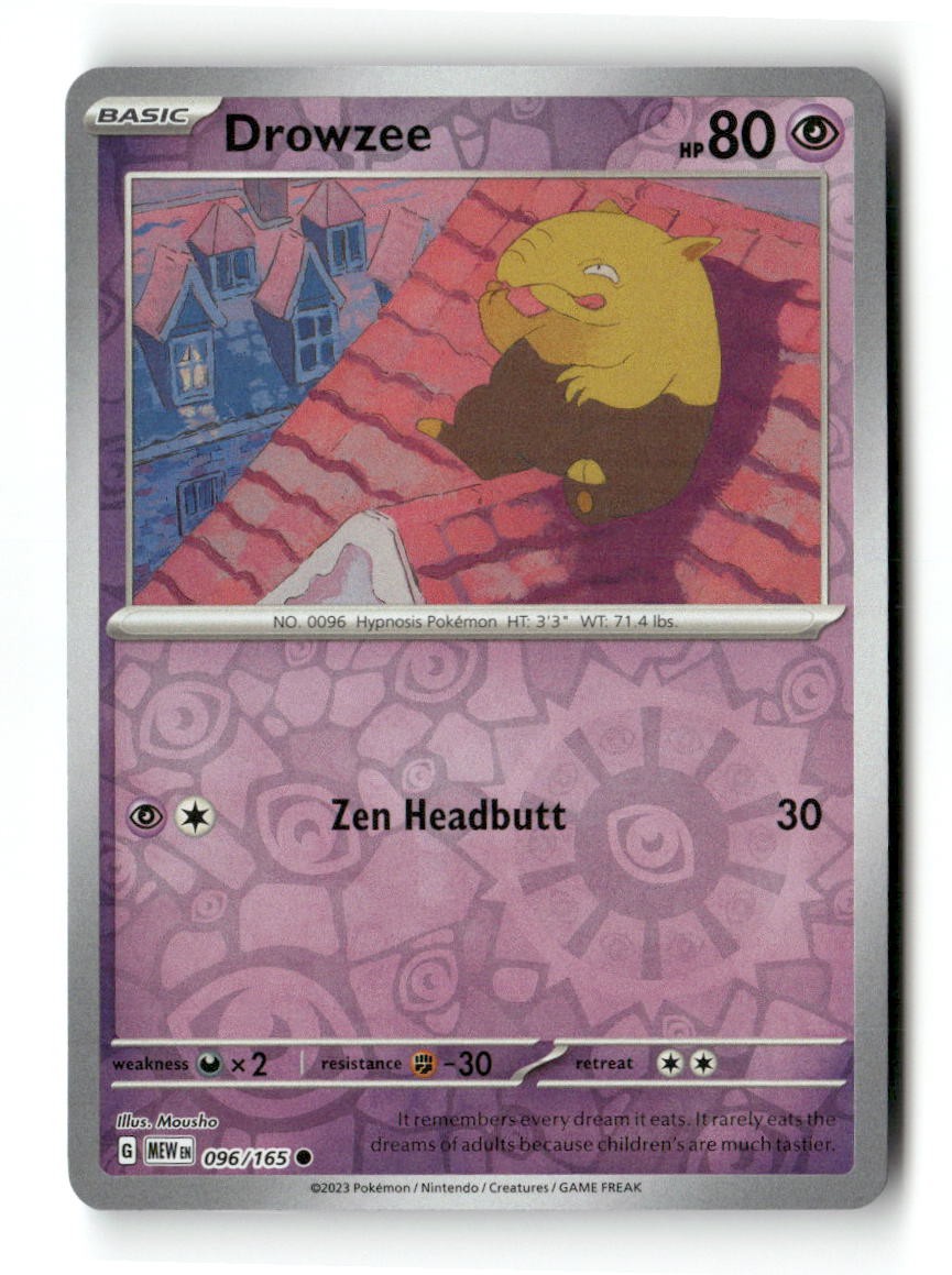 Drowzee 096/165 C 151 Pokemon Reverse Holo NM