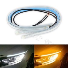 2PCS White 60cm Car Flexible Tube LED Strip Daytime Runnning DRL Light Headlight