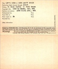 Tune-Dex Let's Sing a Song About Susie Will Grosz Mack Gordon Harms 1943