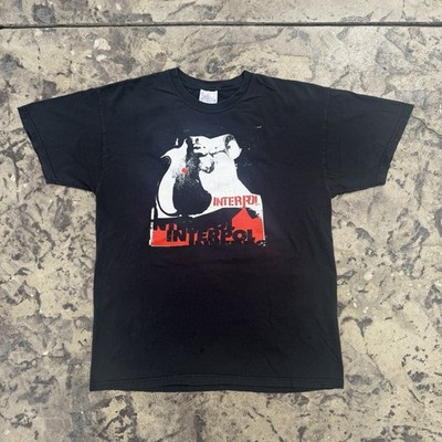 Vintage Y2K Interpol Black Band Tee T Shirt Size Large Goth Rock Music 2000s