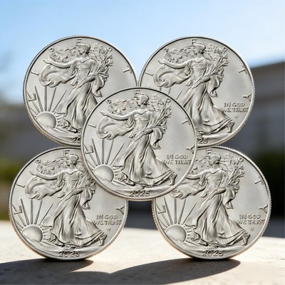 Lot of 5 U.S .999 2025 -1- 0 Z American Eagle C.0.i.n